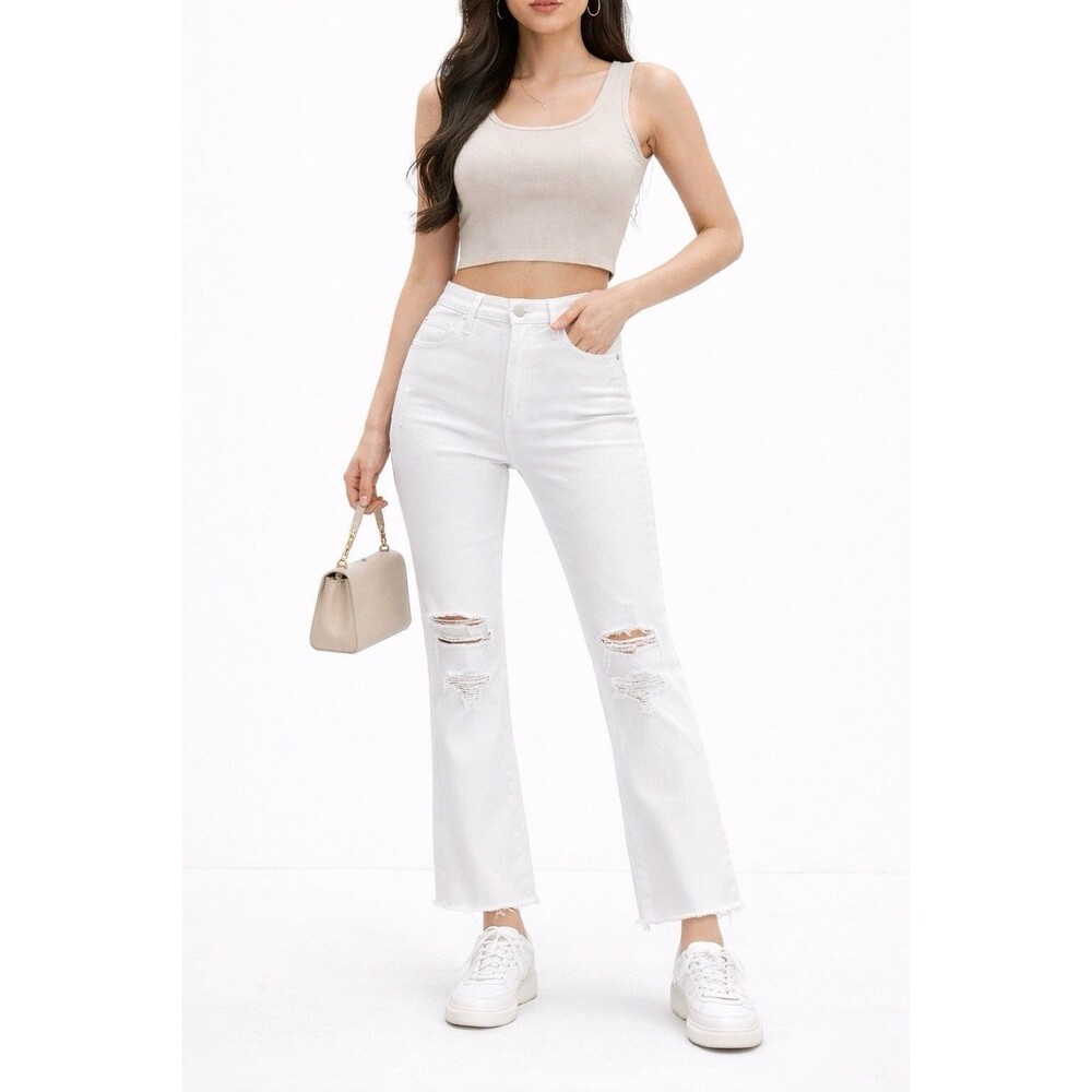 MOTHER Insider Crop Step Fray Cracked Slipper Jeans 25 Raw Hem Premium Minimalis